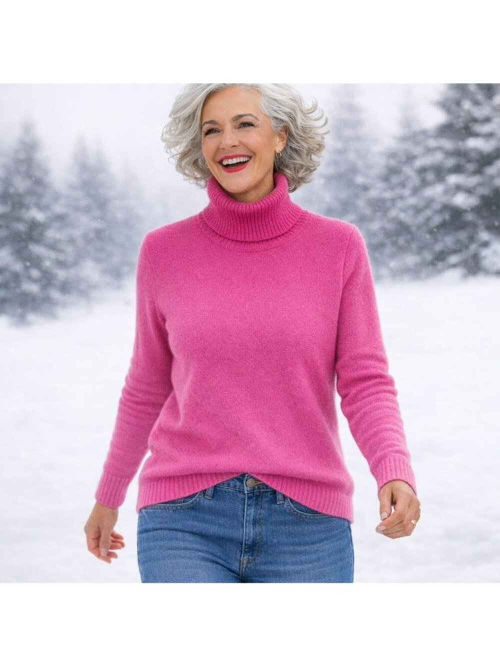 Pursuits Ltd 100% Cashmere Turtleneck Sweater Womens Large Pink